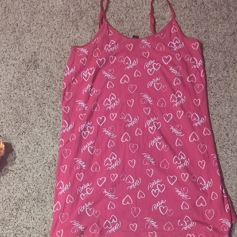 bebe Pink Heart Print Chemise
